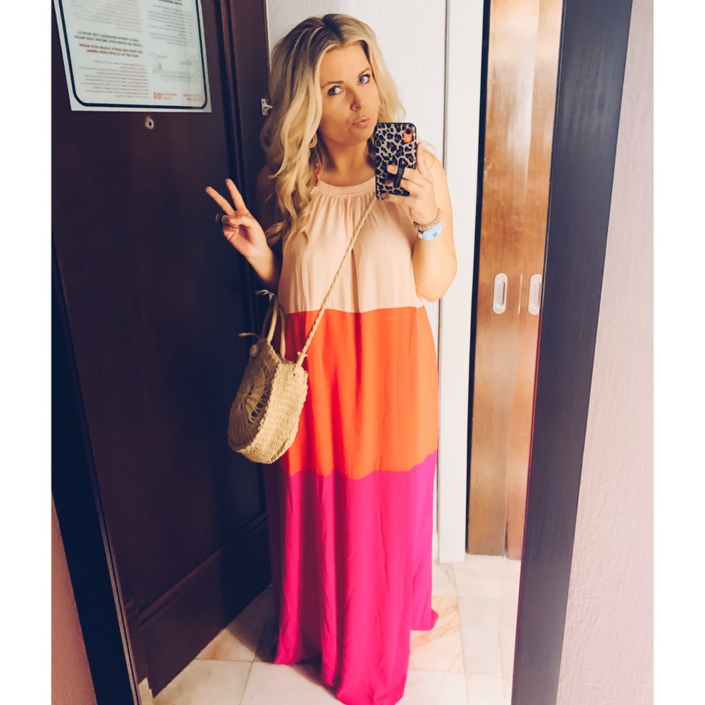 Vici Collection Colorblock Halter Maxi Dress
